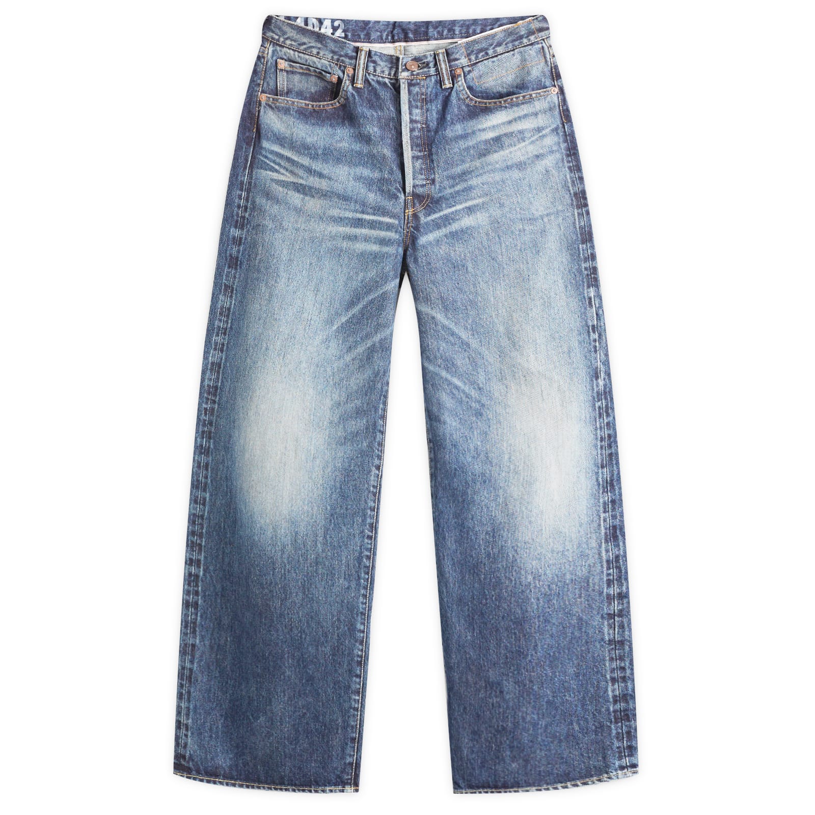 Visvim Social Sculpture 01 14 oz Wide Leg Damaged 42 Jeans