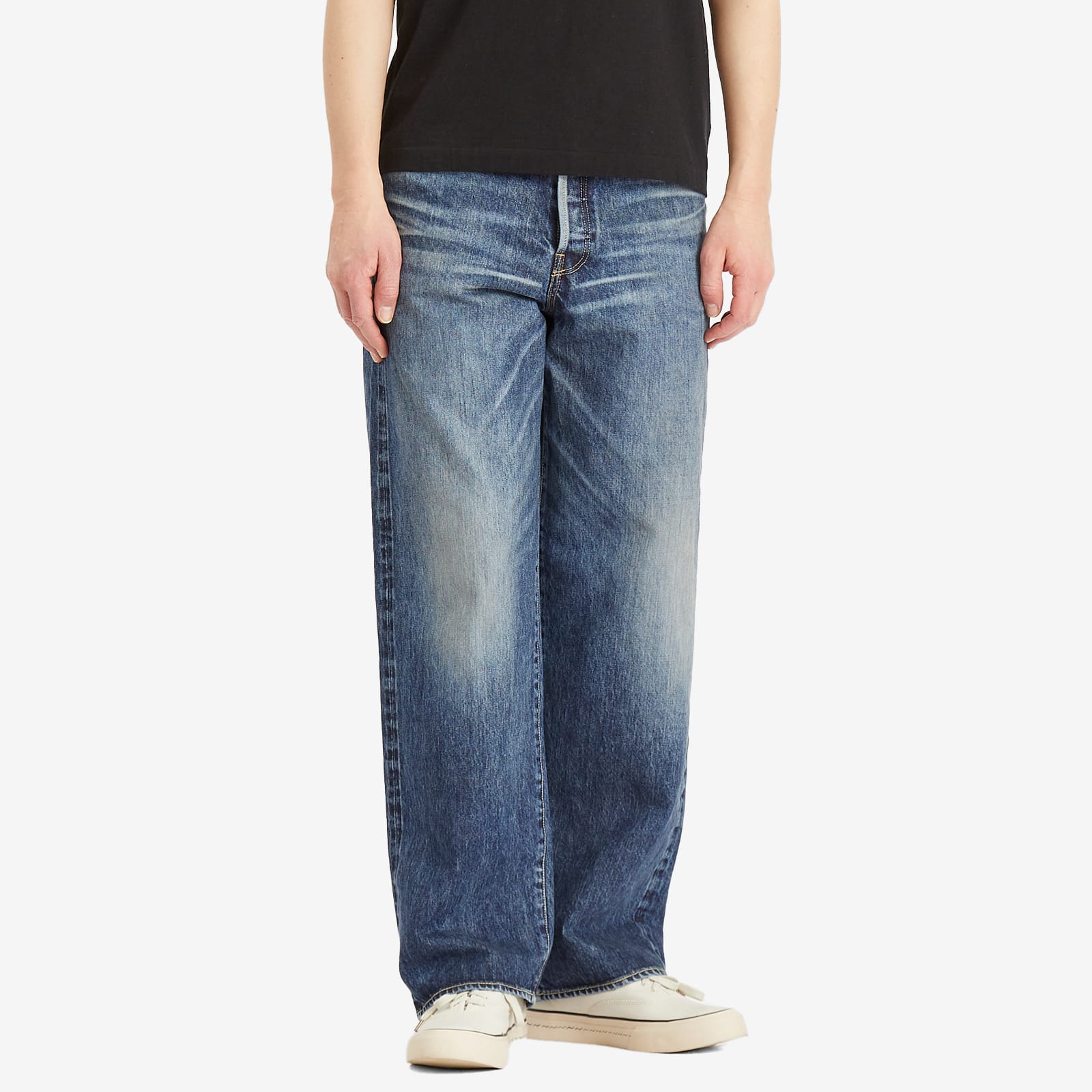 Visvim Men's Social Sculpture 01 14 oz Wide Leg Damaged 42 Jeans