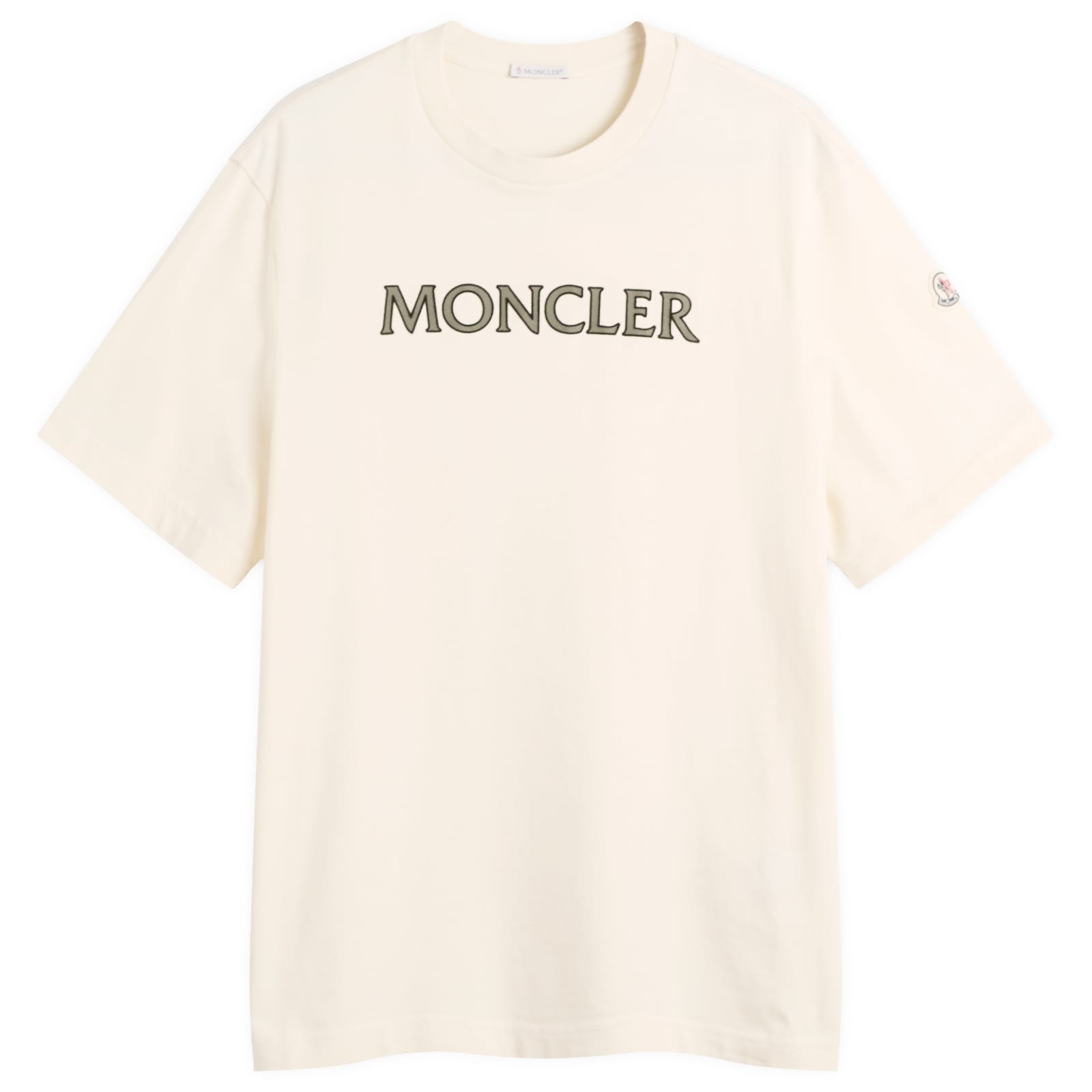 Moncler Men's Flocked Logo T-Shirt Beige | 8C000-75-89B8U-060