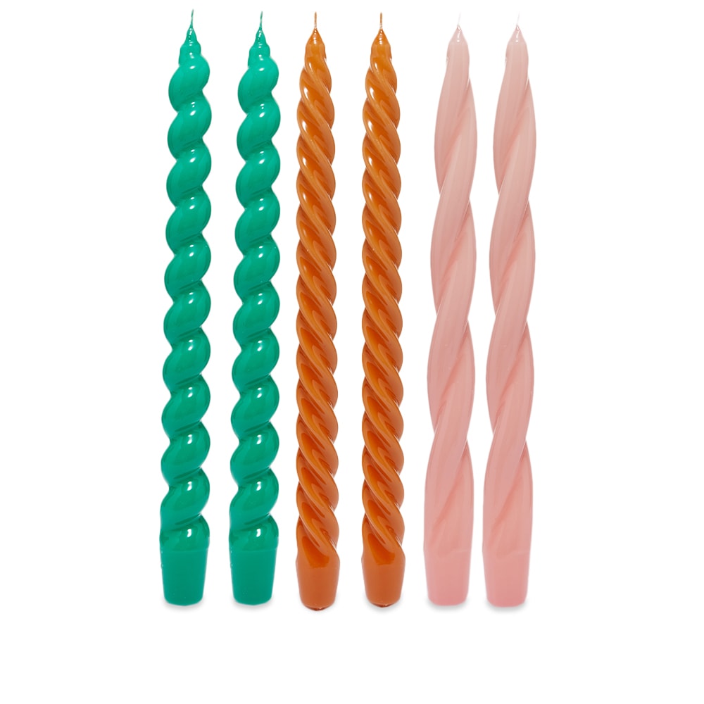 HAY Long Candles Set Of 6 Green Dark, Rose & Tangerine END.
