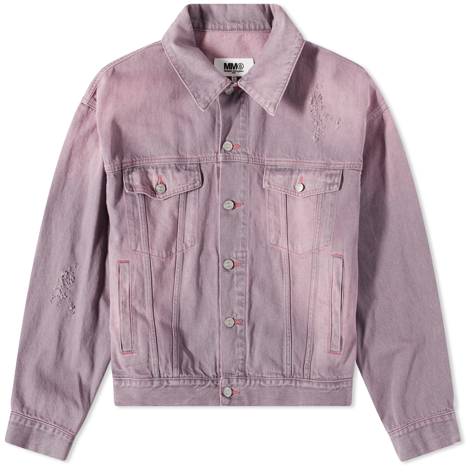 MM6 MAISON MARGIELA 国内買付 DENIM×STRIPEDWOOL SPORTSJACKET Navy Sports Denim Jacket by MM6 Maison Margiela on Sale