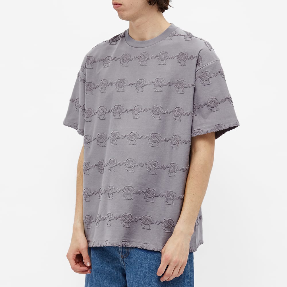 Brain Dead Running Head Textured Stripe Tee Washed Blue Grey End