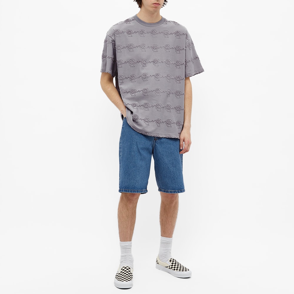Brain Dead Running Head Textured Stripe Tee Washed Blue Grey End