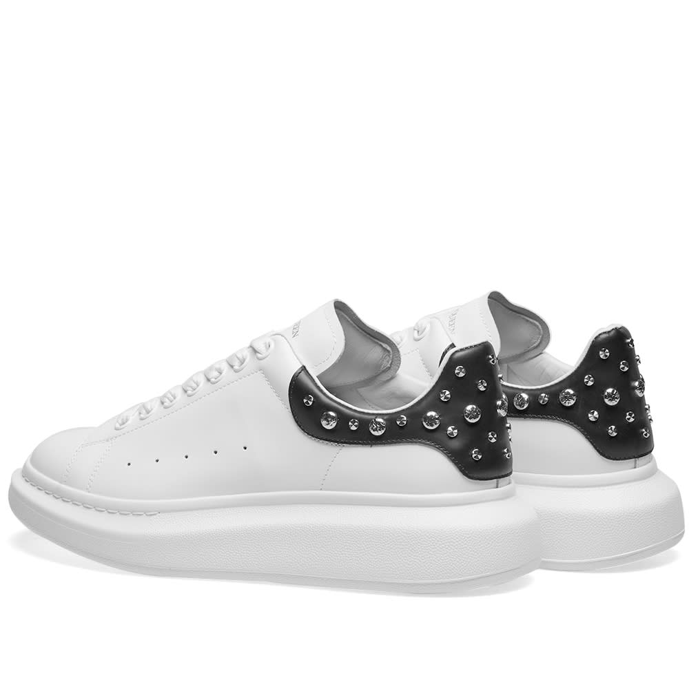 Alexander McQueen Studded Wedge Sole Sneaker White & Black END.