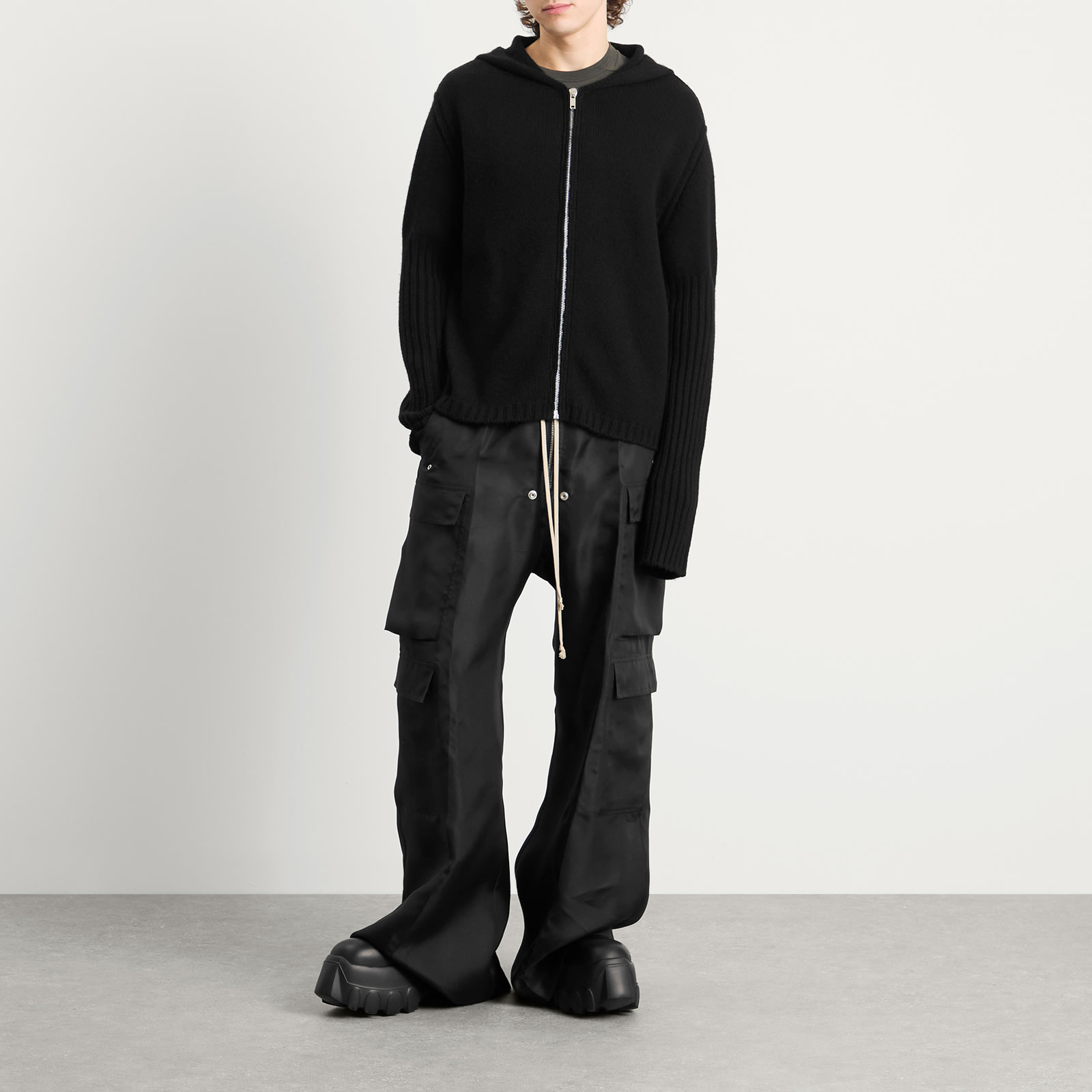 Rick Owens Men's Knit Zip Through Black - Curated Menswear