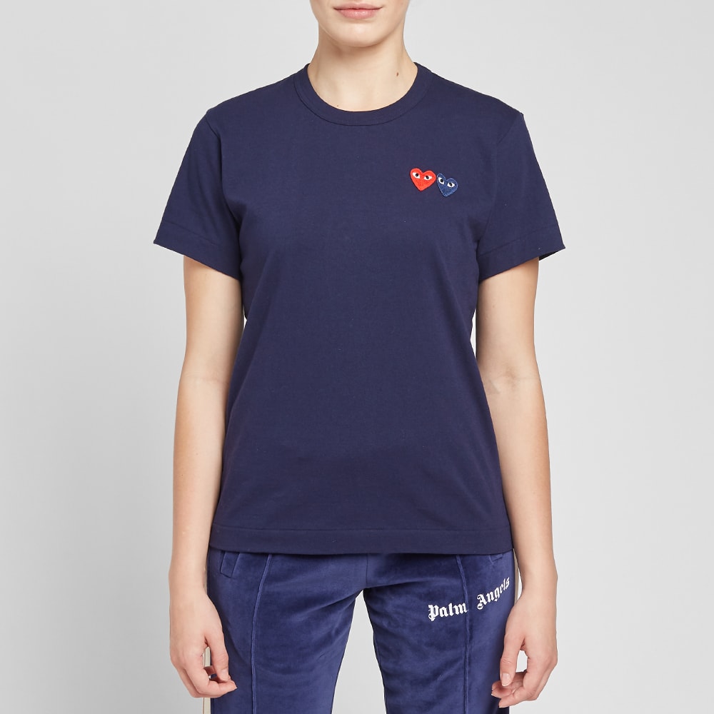 comme des garcons play women's double heart logo tee