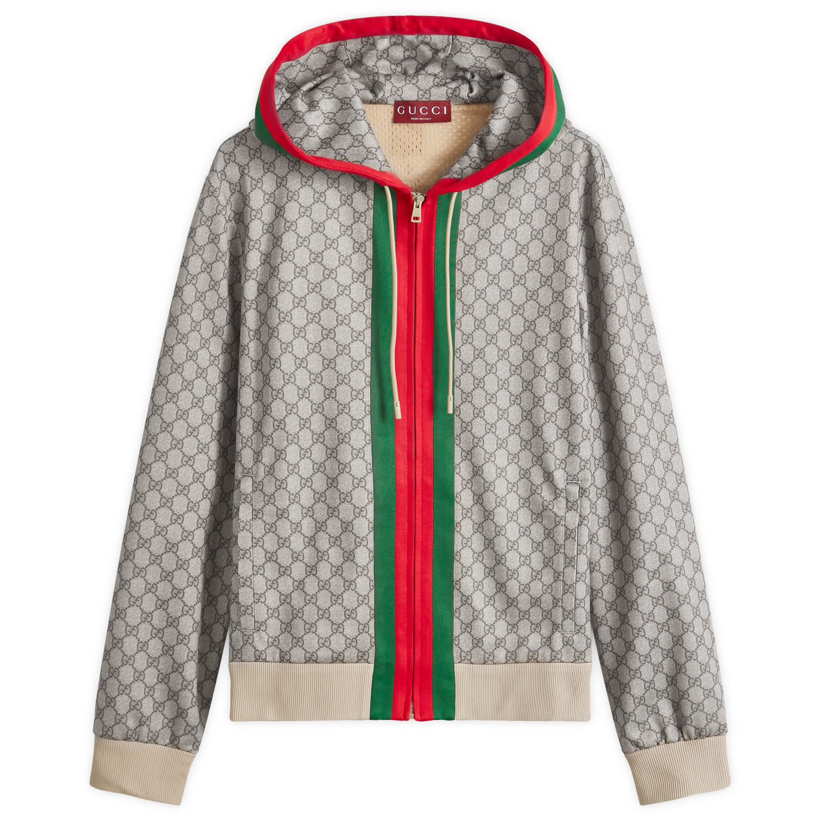 GUCCIジャージM Gucci Men's GG Monogram GRG Zip Hoodie Beige | 795071-XJGRV-2270