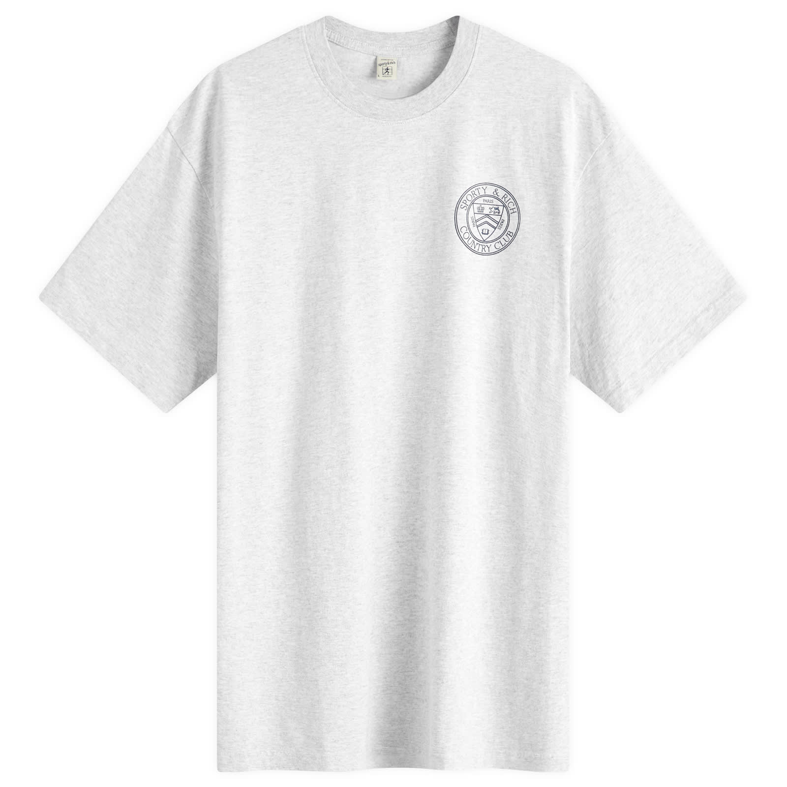 Sporty&Rich| (Connecticut Crest T-Shirt - Heather Gray/ Sporty & Rich Connecticut Crest T-Shirt Heather Grey & Navy