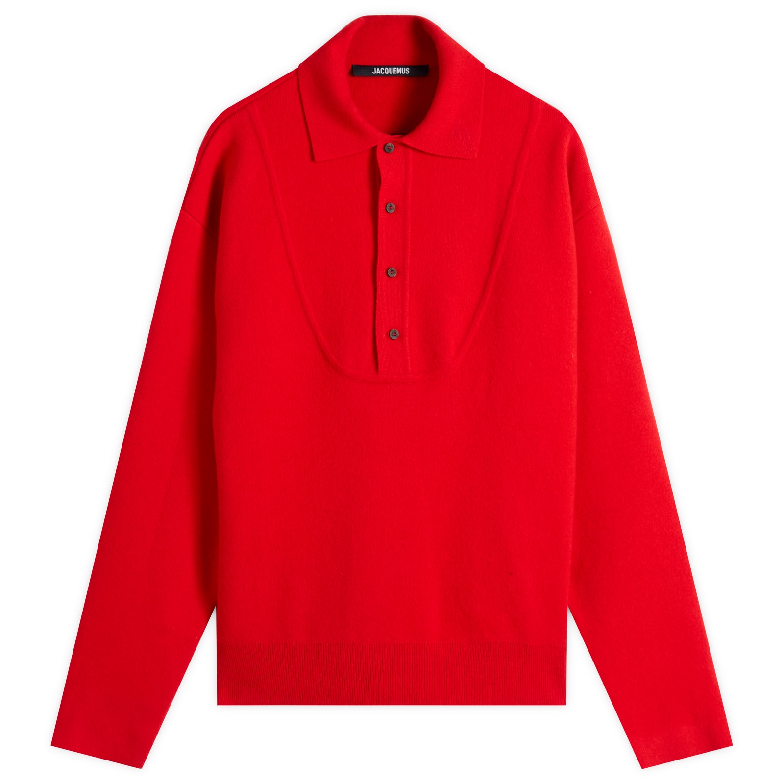 Jacquemus Men's Red Wool Cashmere Knitted Polo