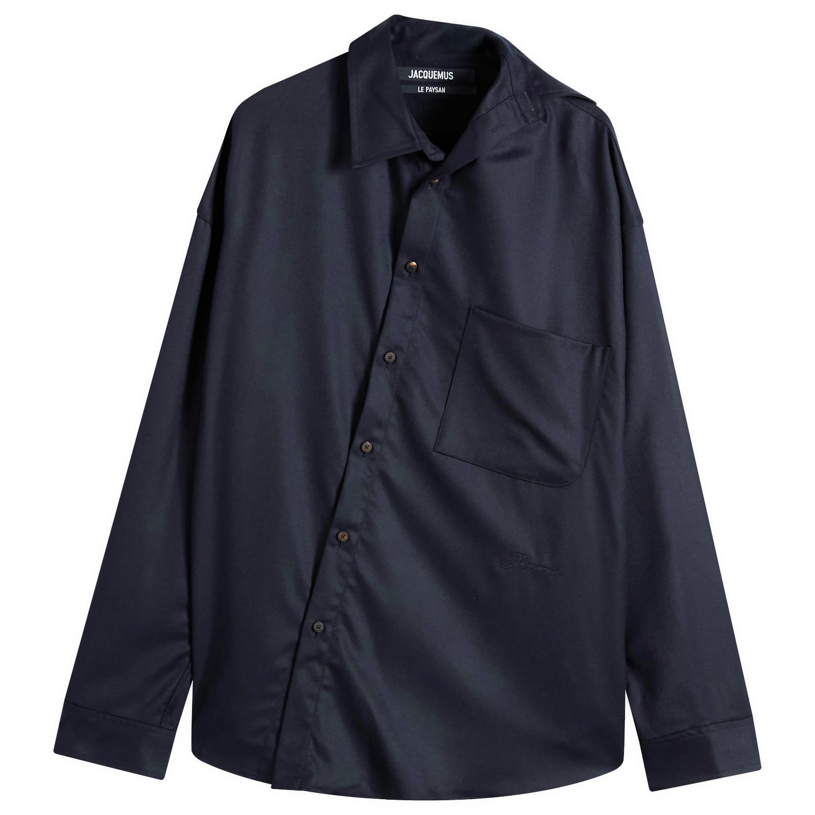 Jacquemus Men's Navy Asymmetric Button Shirt