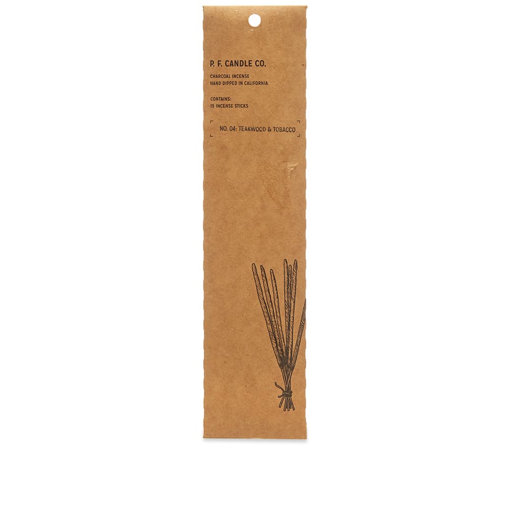 This pack of 15 incense sticks come in P.F. Candle Co’s original scent – a heady mix of orange peel, leather, amber and tobacco with a solid base of teak, cedar and sandalwood. Hand dipped in P.F.’s native Los Angeles, the rugged, musky scent is rounded out with mid notes of black tea and pepper.Pack of 15Top Notes: Orange, Leather, Tobacco, Amber & MuskMid Notes: Black Tea & Black PepperBase Notes: Sandalwood, Teak, Cedarwood & Patchouli1 Hour Burn TimeMade in USA