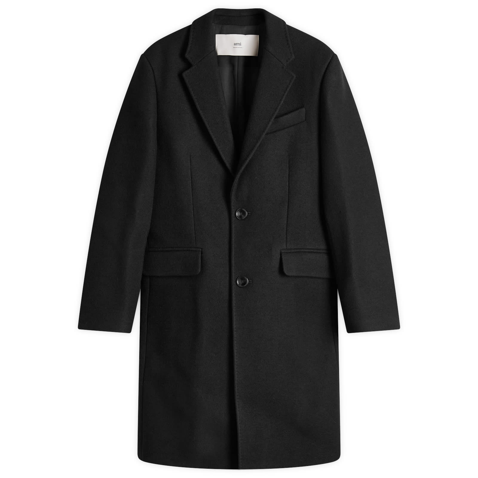 AMI|COATS (FCO010 WV0049 001) AMI Paris Two Button Overcoat Black | END. (US)