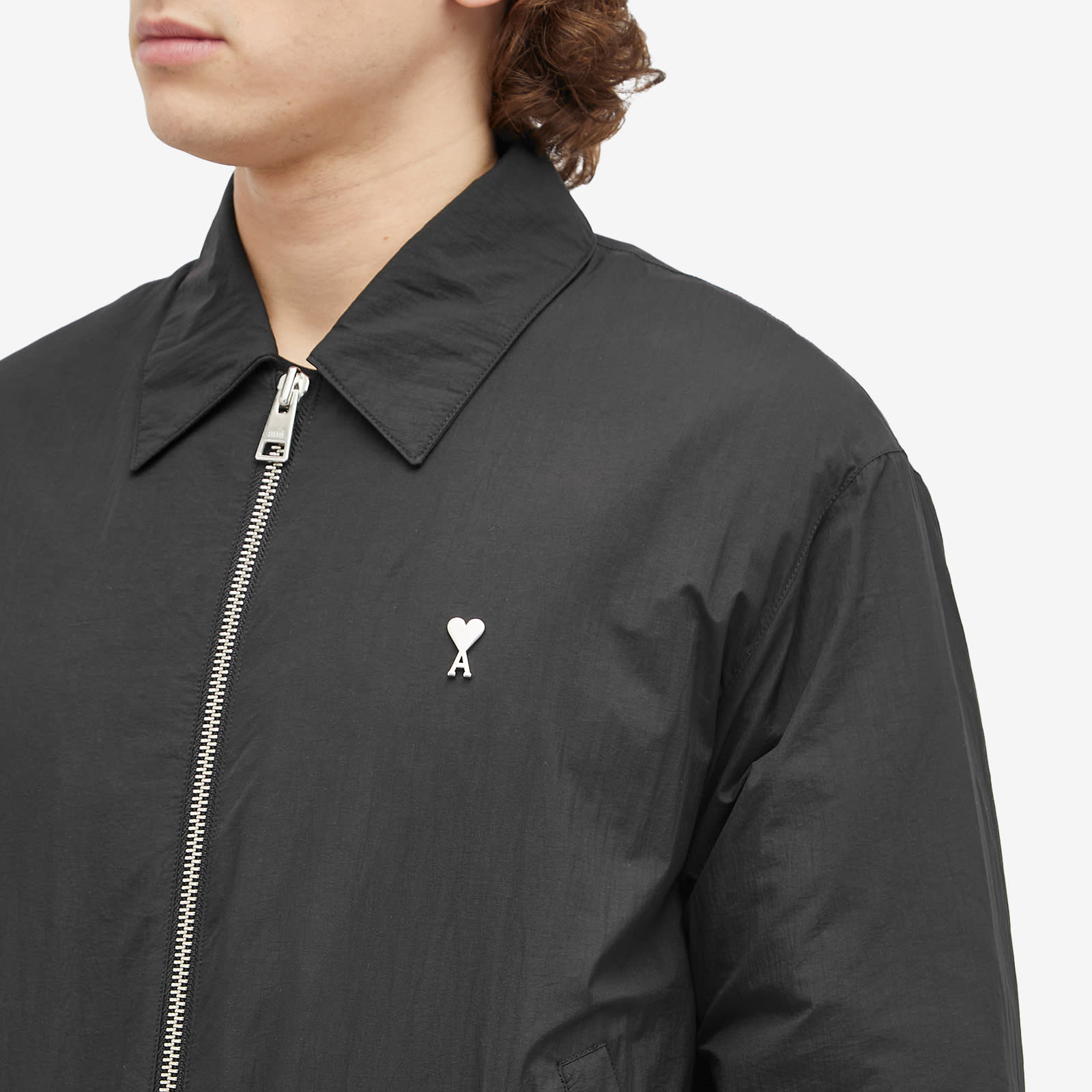 AMI Paris Men's Zipped Bomber Jacket Black | HJK034-PA0009-001