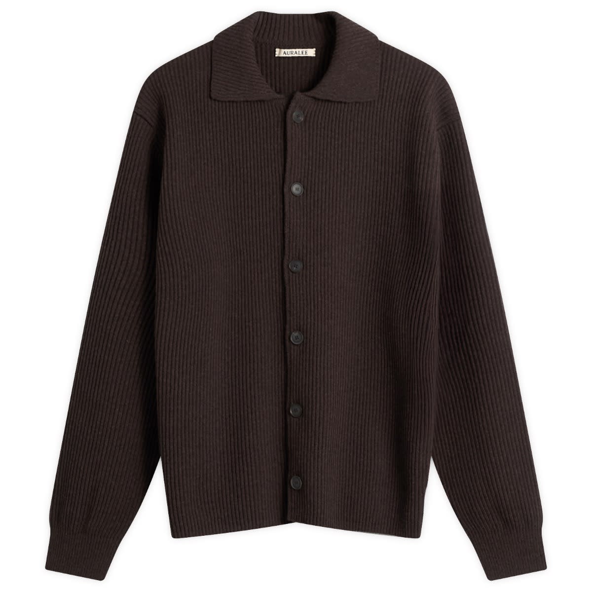 Auralee - Ribbed-Knit Wool Shirt Cardigan - Curated Menswear
