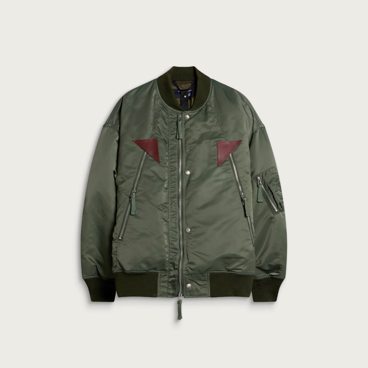 Comme des Garçons Homme Men's Nylon Twill Bomber Jacket in Khaki, Size Large