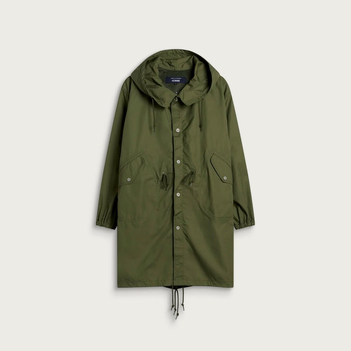 Comme des Garçons Homme Men's Reversible Cotton Nylon Parka Jacket in Khaki, Size Large