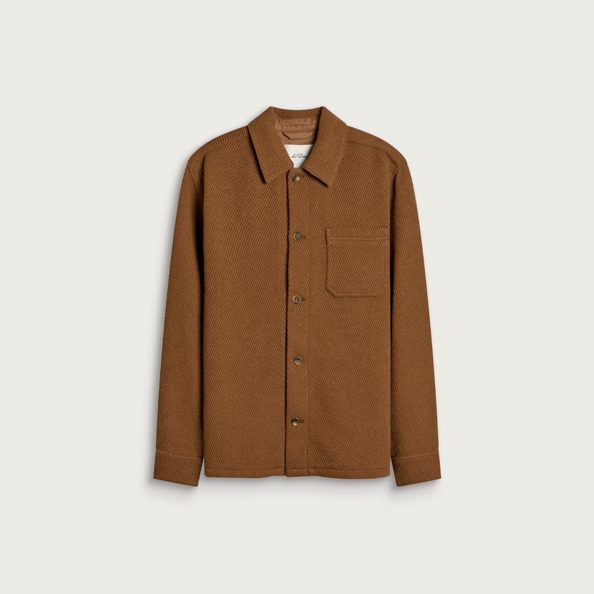 Les Deux — Les Deux Men's Twill Wool Overshirt in Rubber Brown, Size Large