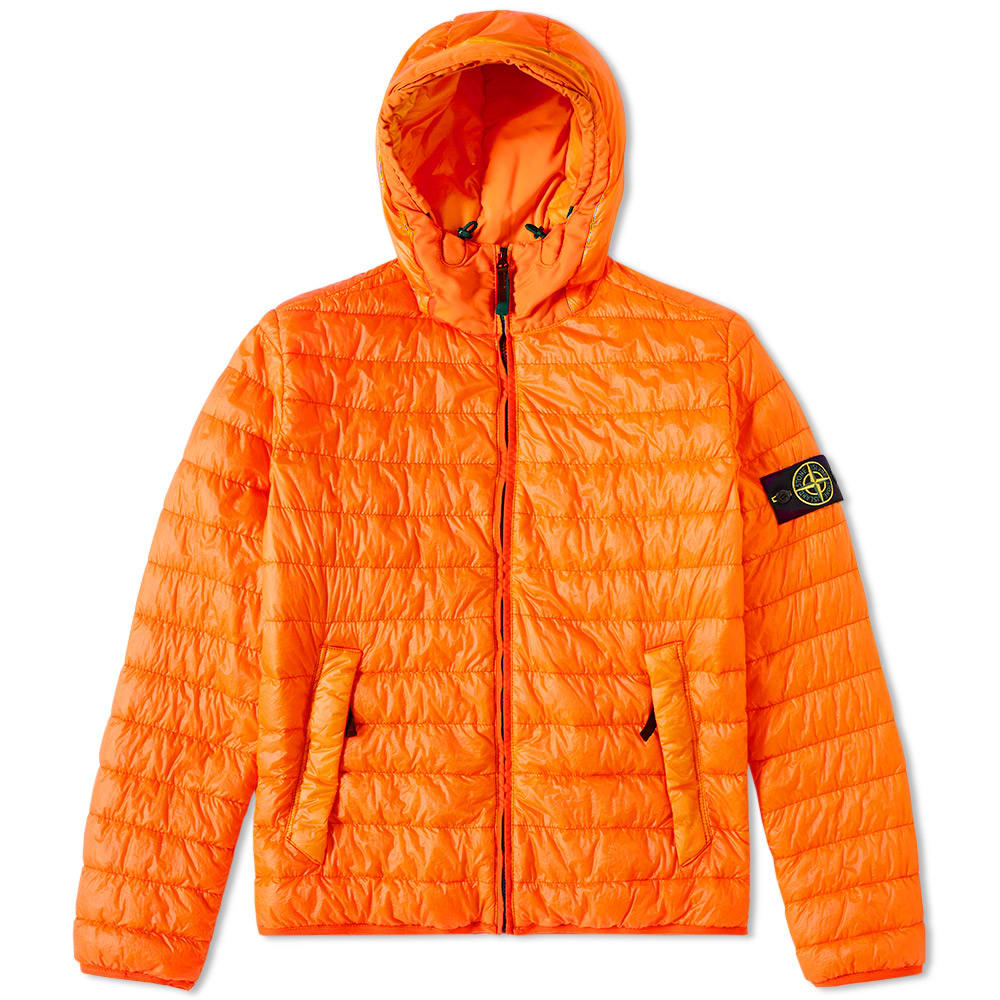 Stone Island Garment Dyed Hooded Down Jacket Orange END.