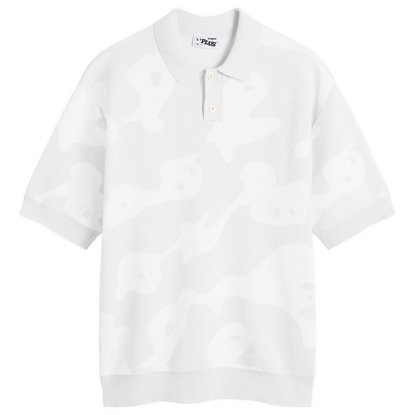 Pawa Speed Sports — Pawa Speed Sports Men's Ghost Camo Knit Polo in Grey/White, Size Large