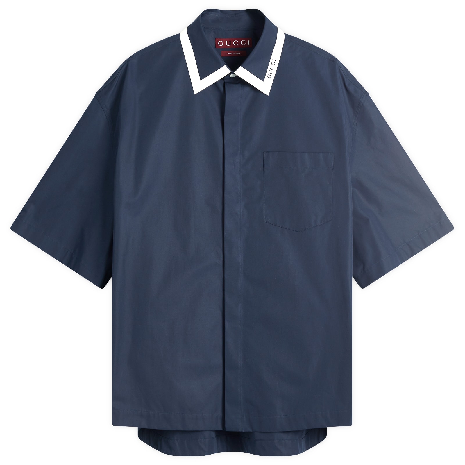 ポロシャツ GUCCI Men Shirts 814704 Z7AHA 4294 BLUE JAPAN Gucci Men's Tape Collar Cotton Short Sleeve Shirt Blue Japan