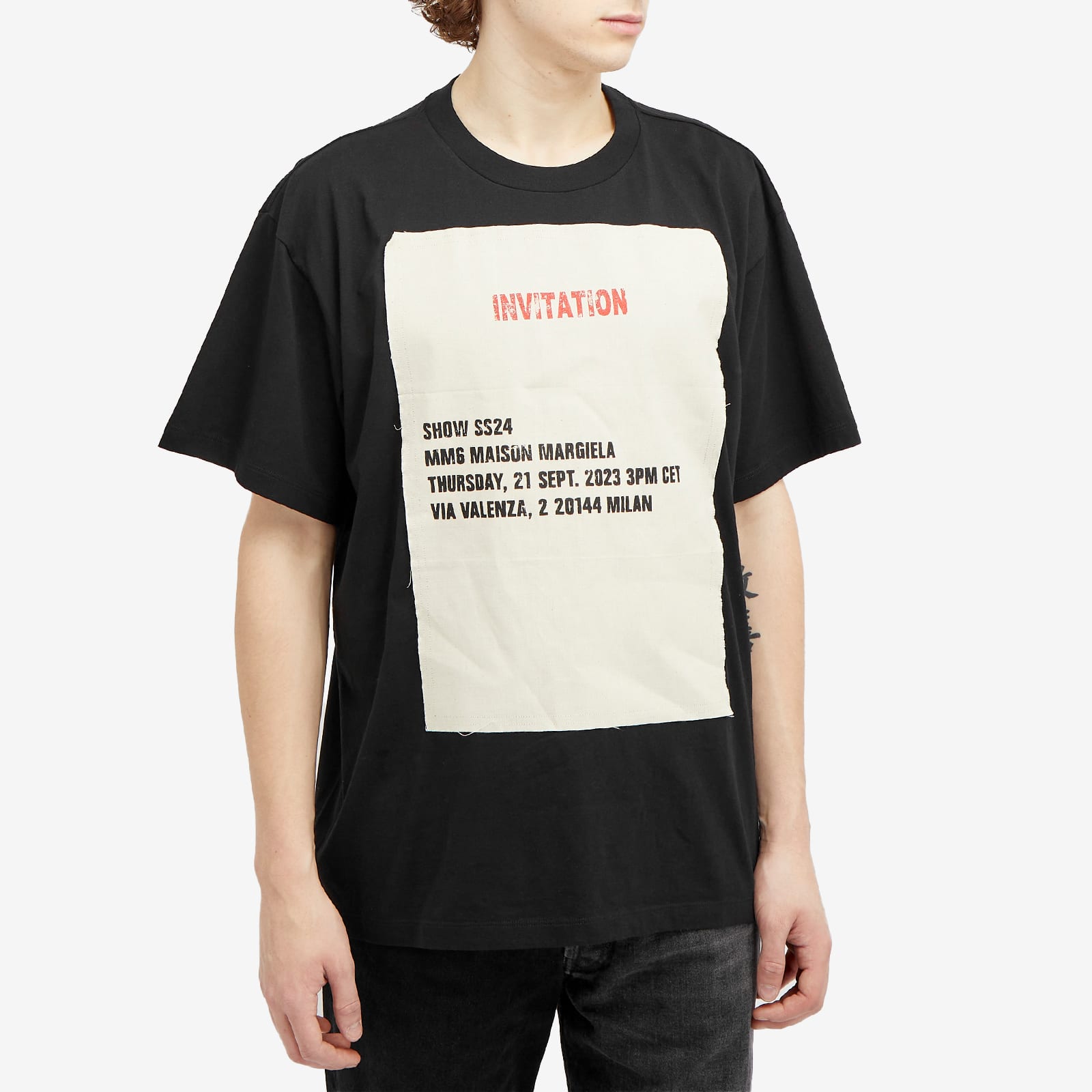 MM6 Maison Margiela Men's Show Invitation Logo T-Shirt Black