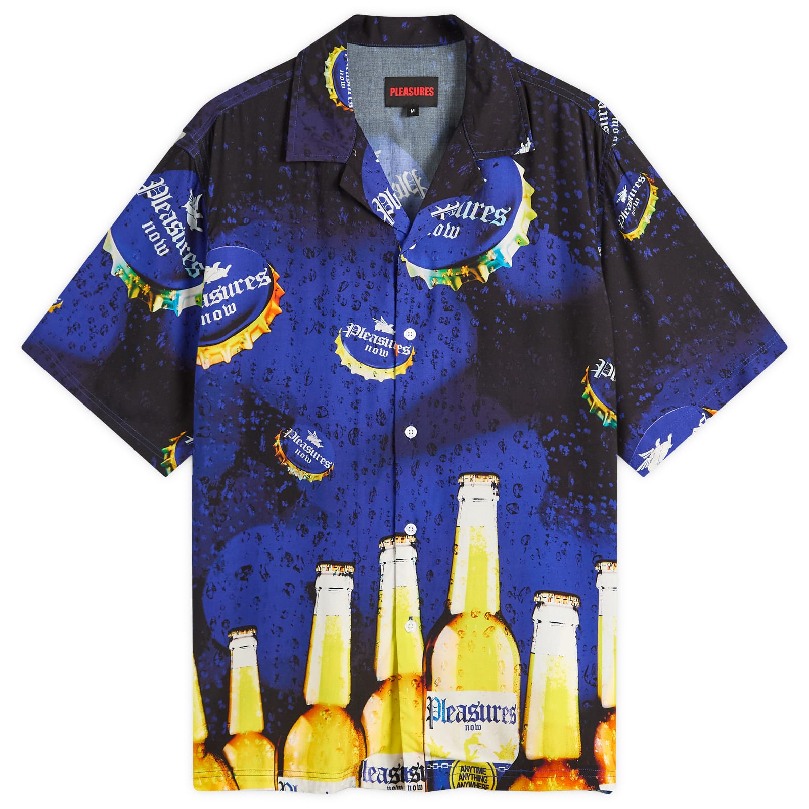PLEASURES — Men's Cerveza Vacation Shirt in Blue, Size Small