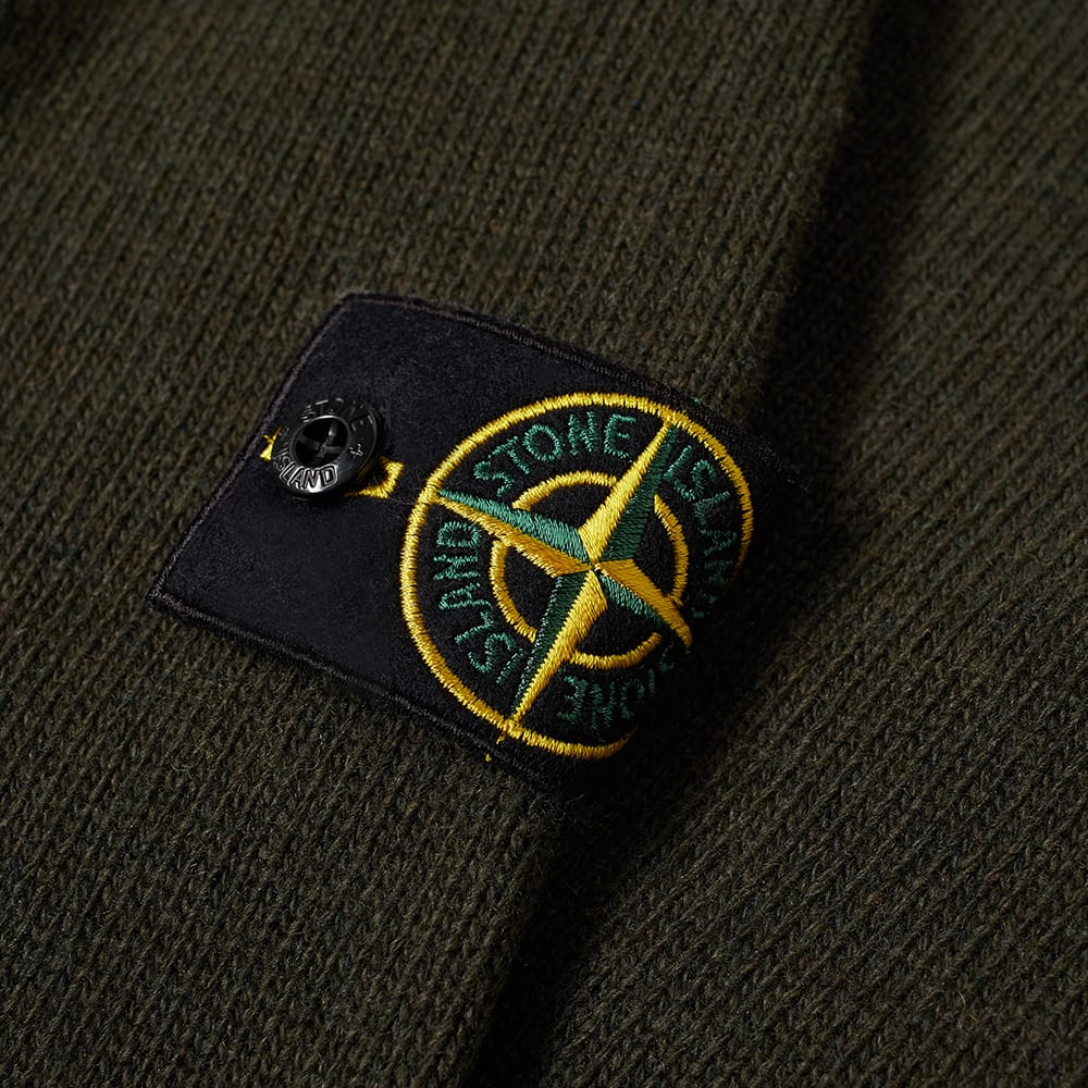 Button Funnel Neck Crew Knit Dark Green 