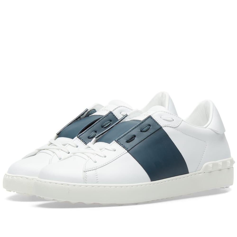 Valentino Open Low Top Sneaker White & Petrol | END.