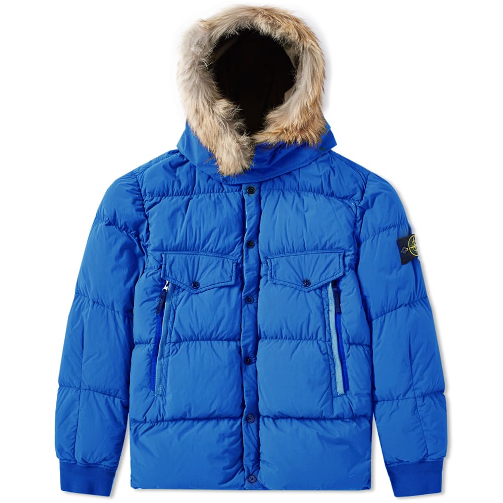 Stone Island Waxed Tela Nylon Down Jacket Bluette | END. (US)