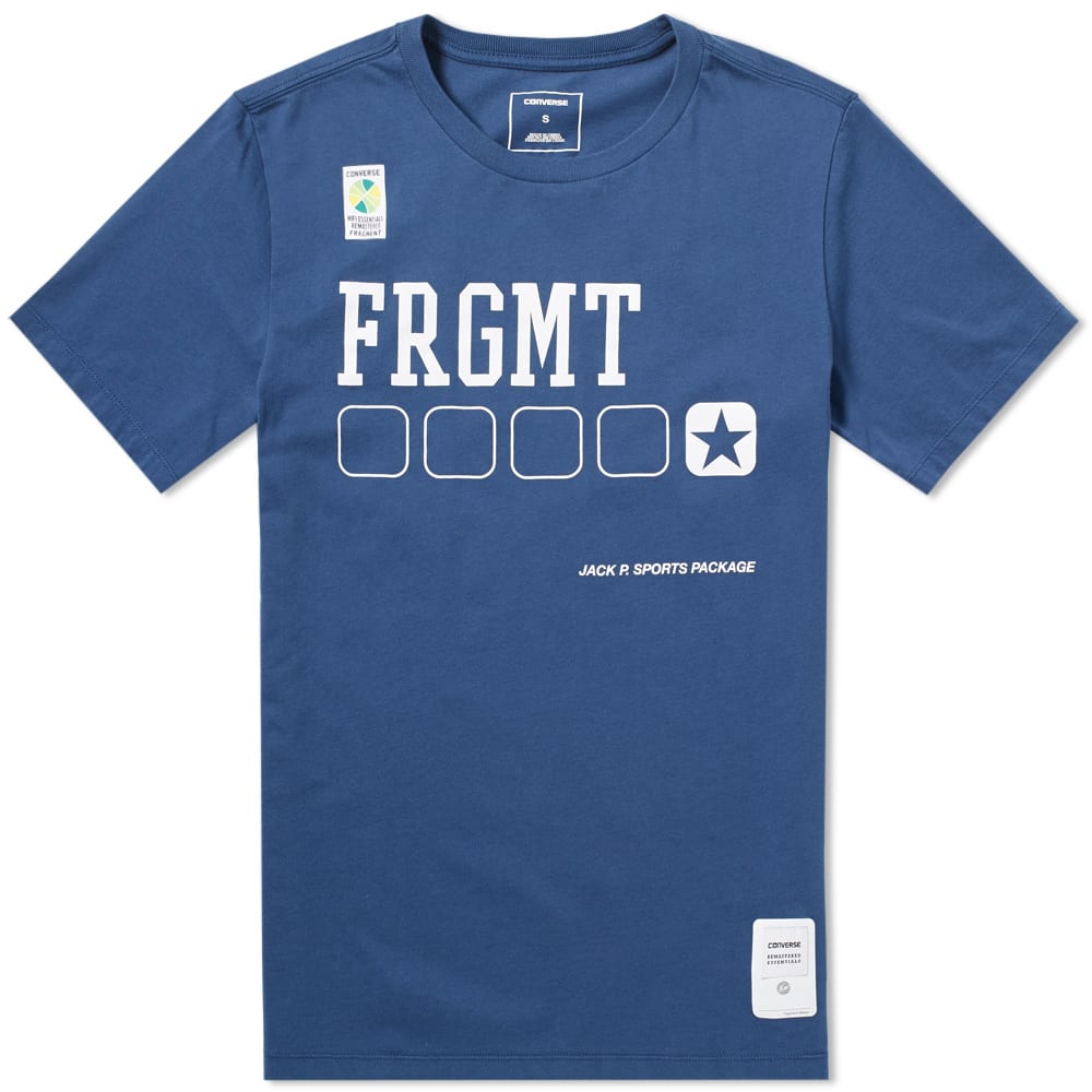 Converse continue their collaborative efforts with Hiroshi Fujiwara’s Fragment line for AW17. The collaboration boasts high-quality fabrics, durable construction and Fragment Designs’ obsessive attention to detail. This tee has been crafted from premium cotton, hosting dual branding to its chest and Fragments signature lightning bolt logo to the reverse.

Premium Cotton
Crewneck
Dual Branding to Chest
Fragment Lightning Bolt to Reverse
Limited Edition