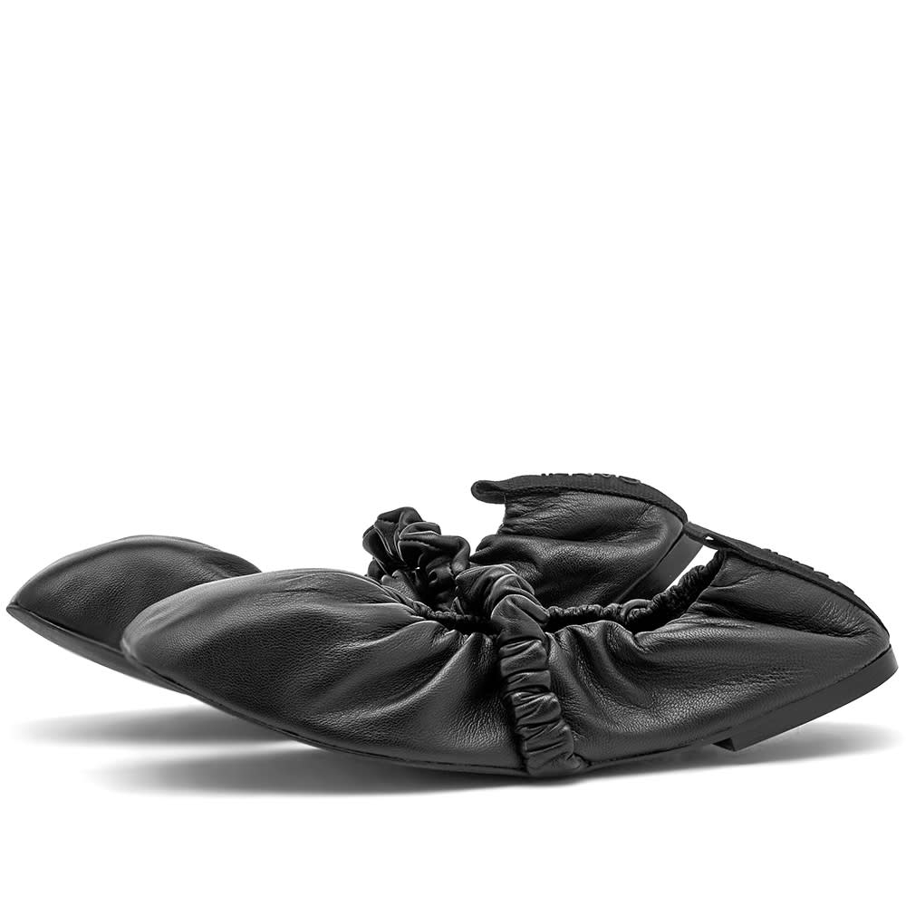 GANNI Soft Square Toe Scrunchie Ballerina Shoe Black END. (AU)
