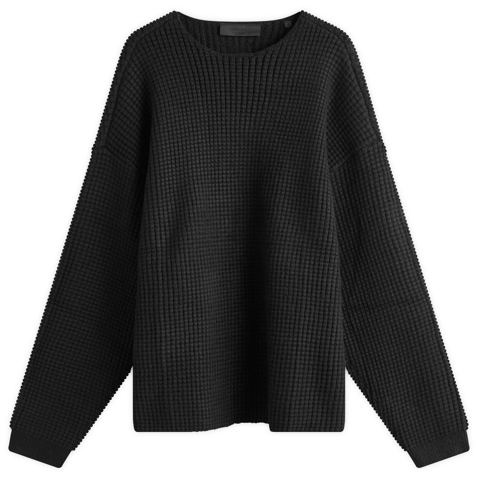 【FOG Essentials】Heavy Waffle Crewneck Sweater Fear of God Essentials Heather Grey Heavy Waffle Knit Crew