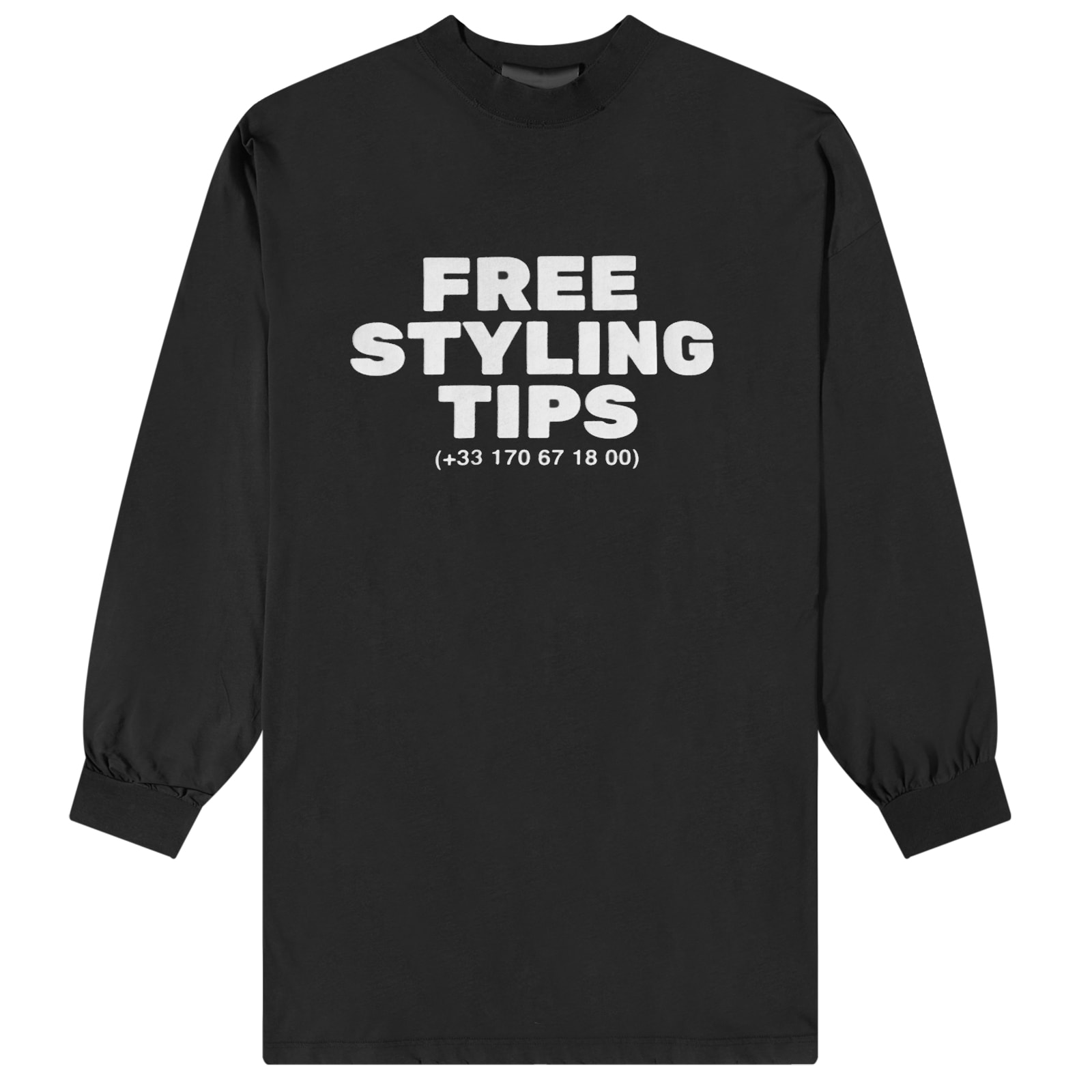 Balenciaga Long Sleeve Free Styling Tips T-Shirt Washed Black & White ...