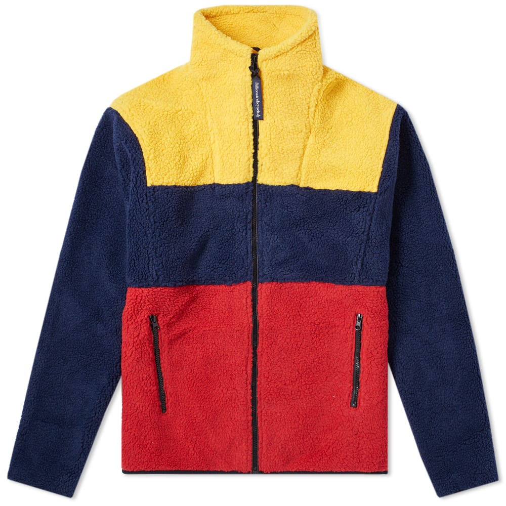 Utilising a fashion form first born in the ‘60s, Billionaire Boys Club present this warming outerwear style within a commanding colour block aesthetic. Crafted from a cosy layer of fleece, the zipped design unravels with a wealth of solid shapes to its exterior, dressed in primary tones of red, yellow and blue; conveniently imagined with two side pockets, this striking silhouette reverses to reveal BBC’s ironic ‘Wealth is of The Heart & Mind’ mantra.

100% Polyester
Fleece Fabric
Stand Collar
Zip Closure
2 Side Entry Zip Pockets
‘Wealth is of The Heart & Mind’ Back Patch
Elasticated Cuffs & Hem