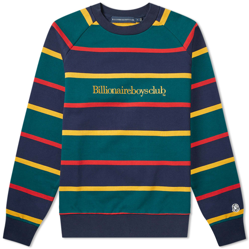 Issued with an explosive use of primary colour, Billionaire Boys Club's crew sweat is dressed in levelled tones of blue, yellow, green and red this season. Adhering to the brand’s collegiate aesthetic, the cosy cotton construction holds up the brand’s trademark namesake to its chest, while raglan sleeves deliver a comforting structure. Complete with ribbed trimmings, an astronaut appliqué completes the cuff in signature BBC styling.

100% Cotton
Loopback Jersey
Raglan Sleeves
Embroidered Branding
Astronaut Appliqué
Ribbed Crewneck, Cuffs & Hem