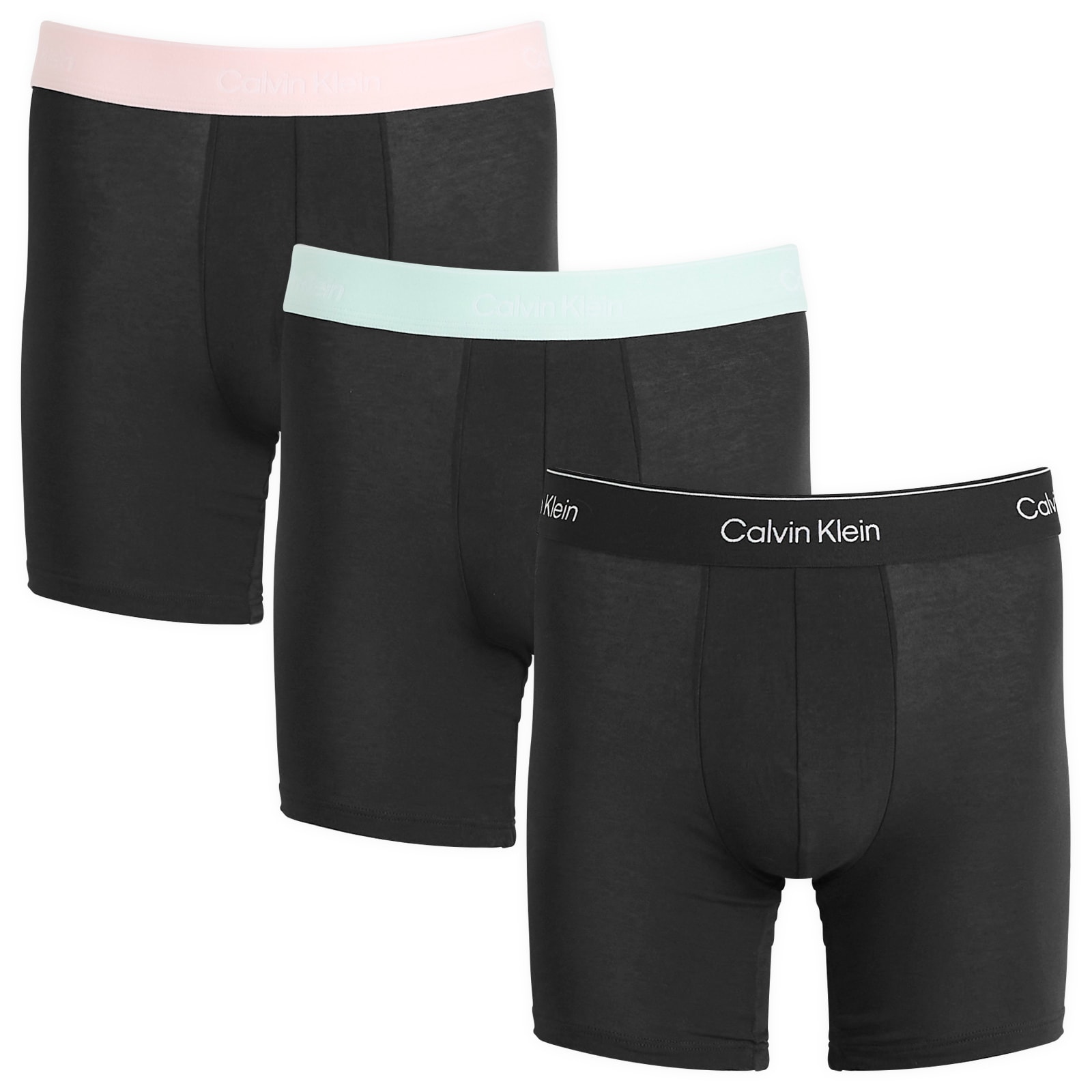 Calvin Klein Men’s Icon Boxer Brief – 3 Pack Black/Mint/Pink