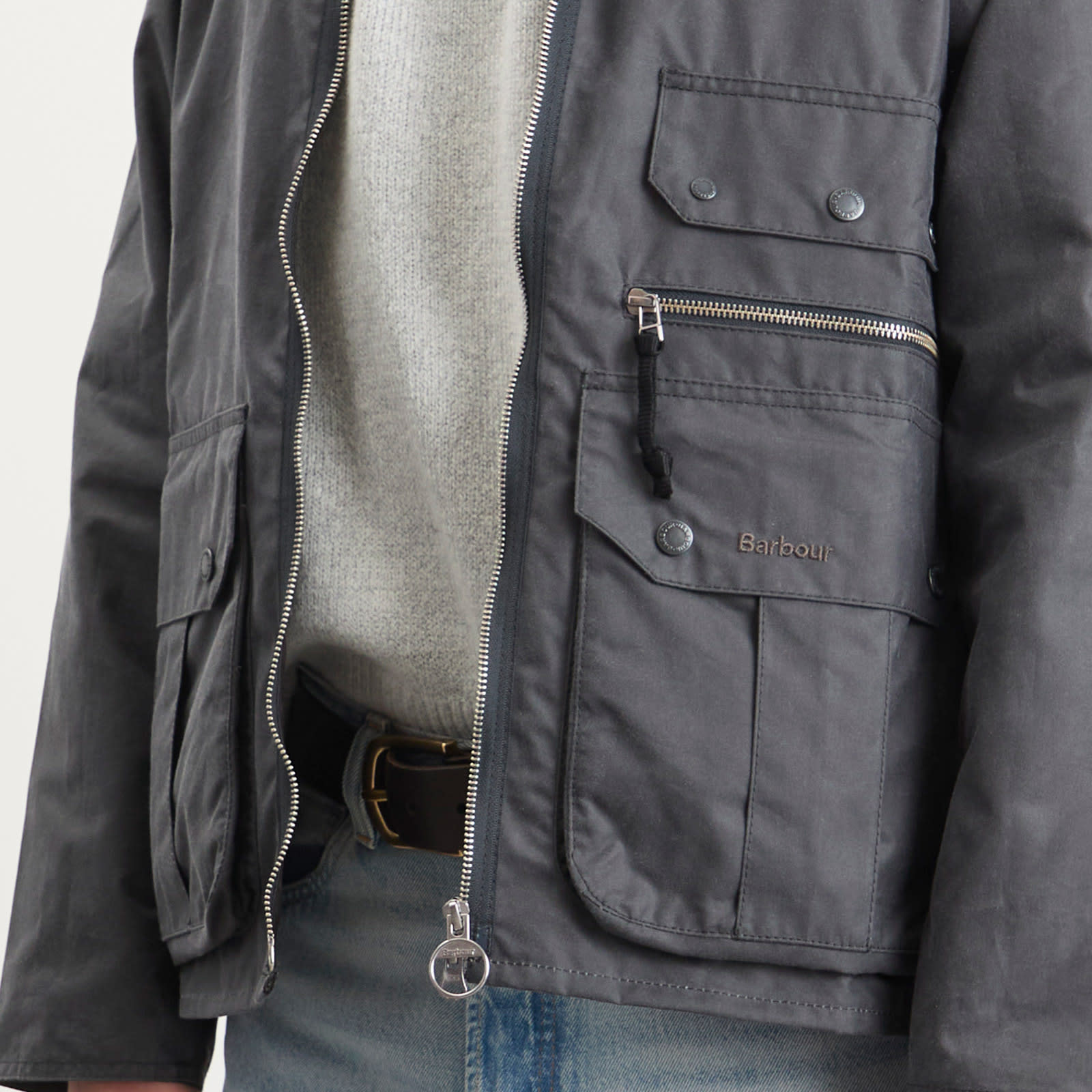 Barbour Men's Re-Engineered Blackett Spey Wax Jacket Asphalt