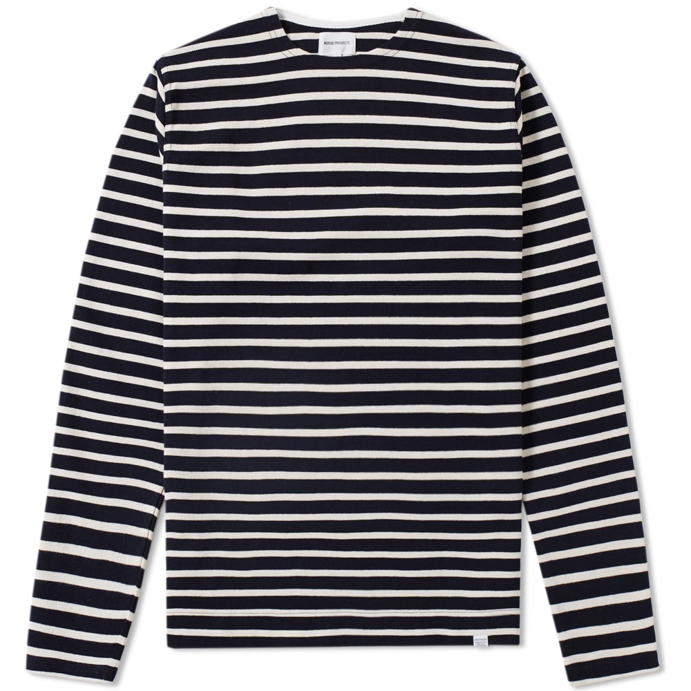 Norse Projects Long Sleeve Godtfred Compact Tee Navy & Ecru | END. (UK)