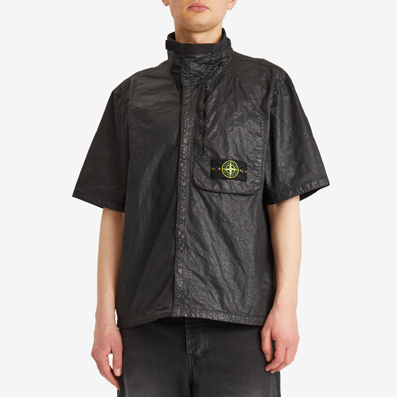 Stone Island Men's Organic Nylon Panama-TC Short Sleeve Shirt