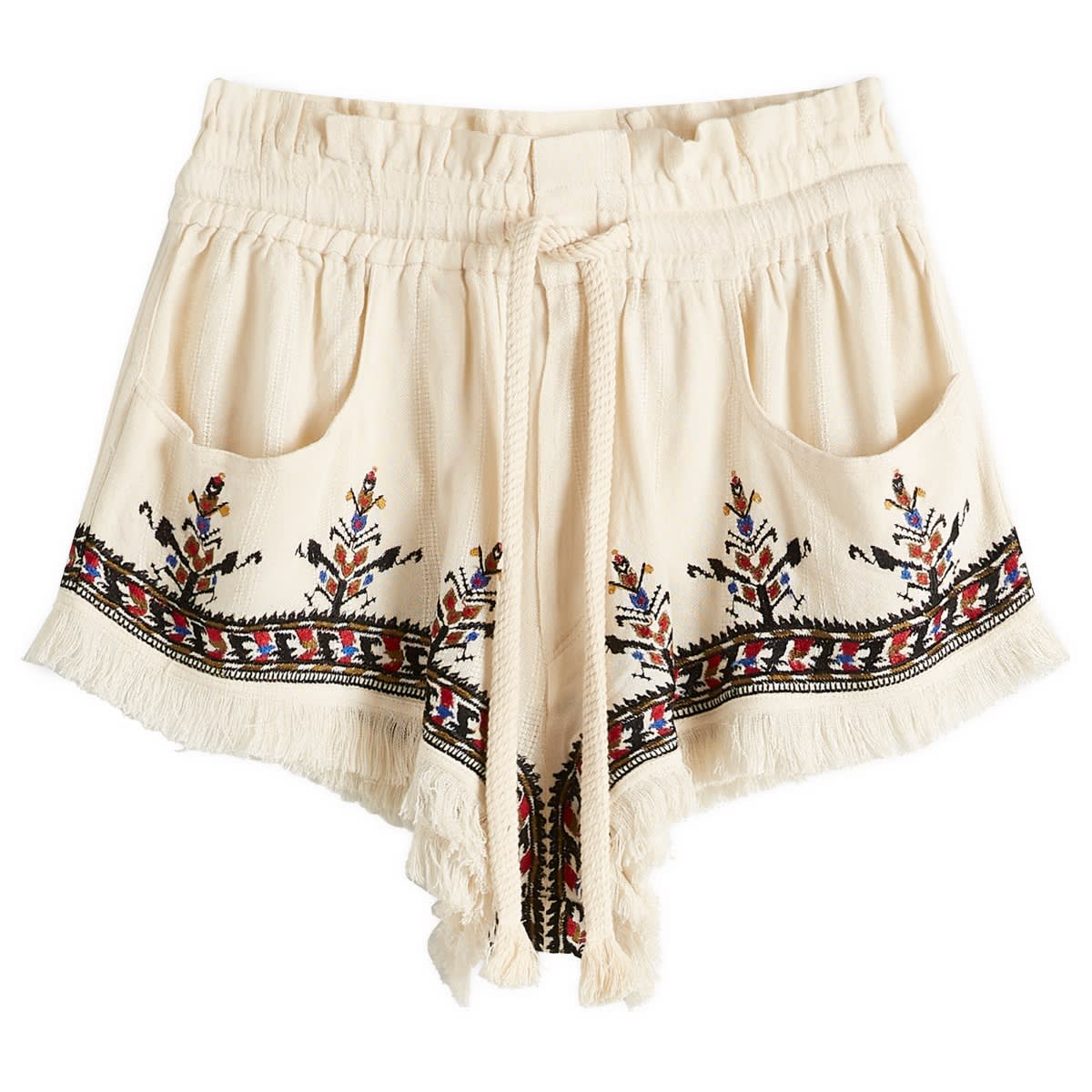 ☆MARANT ETOILE☆ 刺繍×フリンジショートパンツ・Kriss♪ Ecru Kriss frayed embroidered jacquard shorts | MARANT