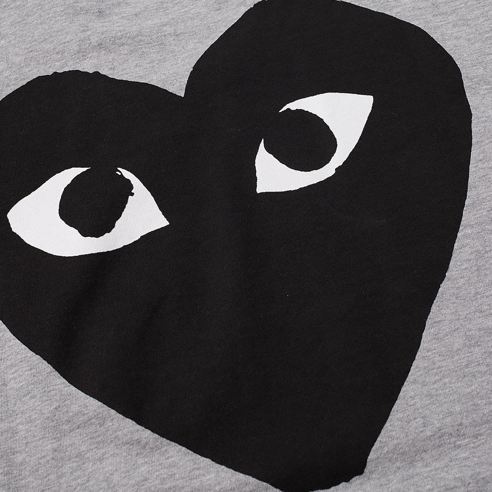 Comme des Garcons Play Small Logo Text Tee Grey & Black | END. (US)