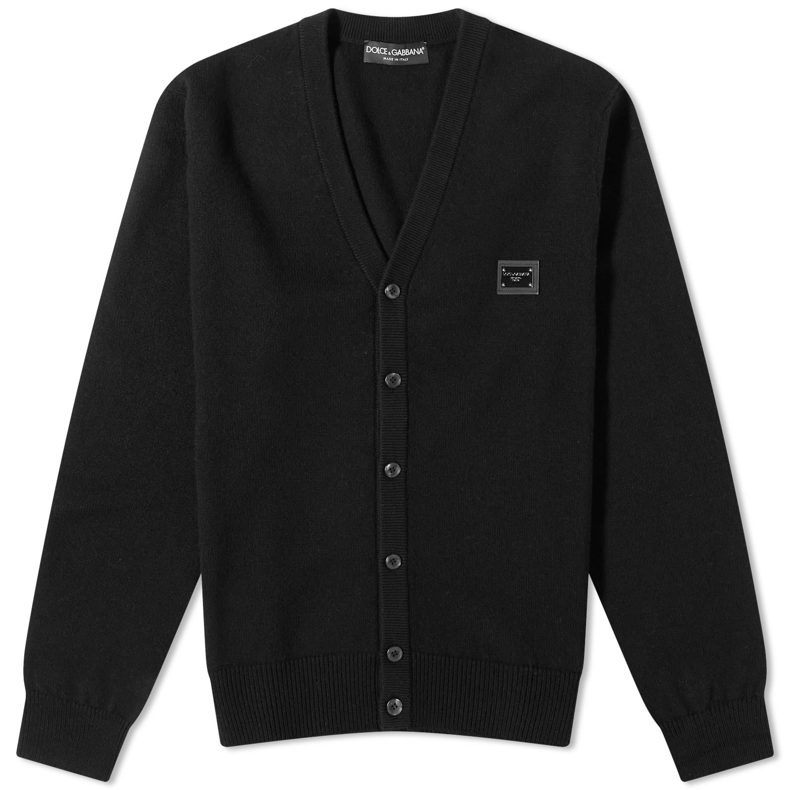 Dolce & Gabbana Men's Plate Knitted Cardigan Black Size 46