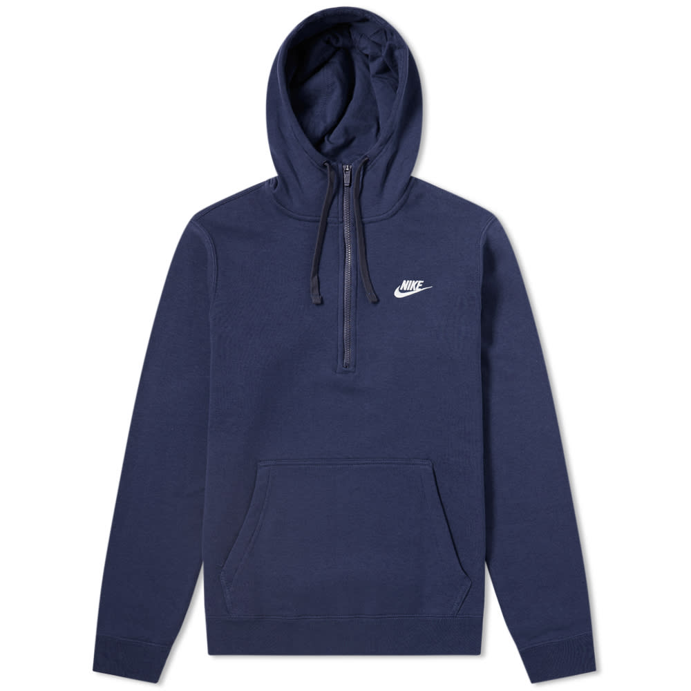 Nike Half Zip Club Hoody Obsidian & White | END. (US)