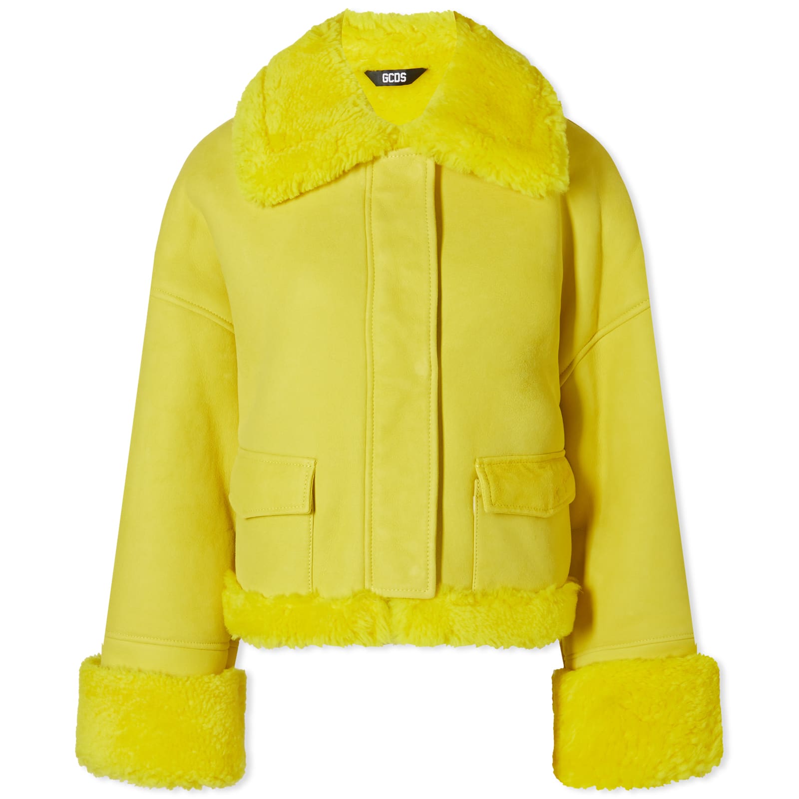 GCDS Shearling Jacket Yellow END.