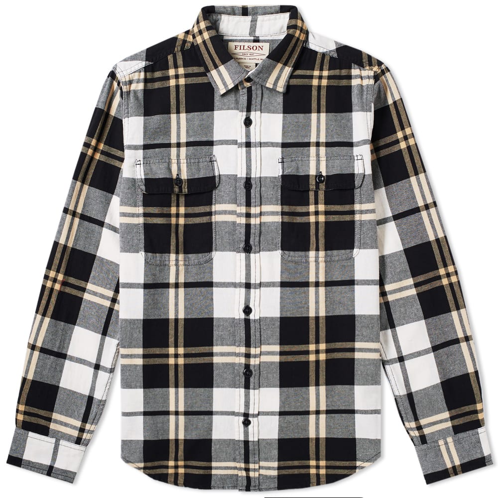 Filson Scout Shirt Black, White & Gold Plaid | END.