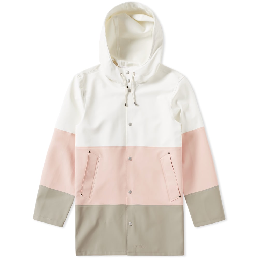 Stutterheim Stockholm Stripe Raincoat White, Pale Pink & Potato END.