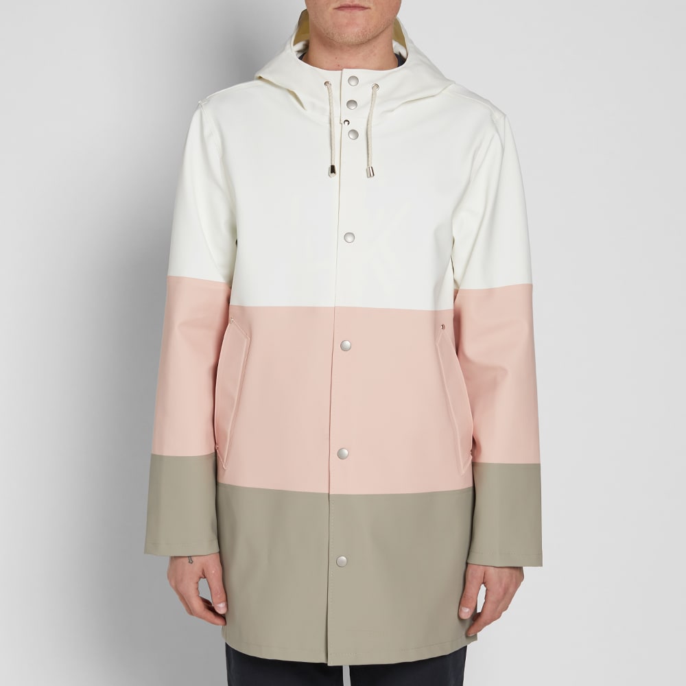 Stutterheim Stockholm Stripe Raincoat White, Pale Pink & Potato END.