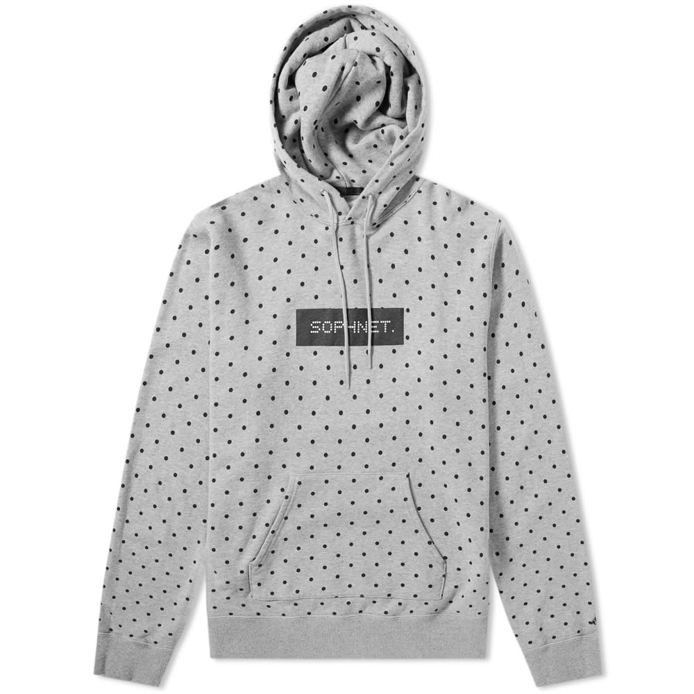 Lining up perfectly alongside founder Hirofumi Kiyonaga’s mission to distribute fully-functional casual essentials, the SOPHNET. polka dot hoody is presented this season with a soft grey canvas. Sprinkled with polka dots across the breadth of its silhouette, the Japanese label's pure cotton design is credited across the chest with branded hits, while a drawstring adjustable hood and kangaroo pocket instil practical purpose to its frame.

100% Cotton
Loopback Jersey
Drawstring Hood
Printed Branding
Polka Dot Print
Scorpion Embroidery
Kangaroo Pouch Pocket
Woven Brand Patch
Ribbed Cuffs & Hem
Made in Japan