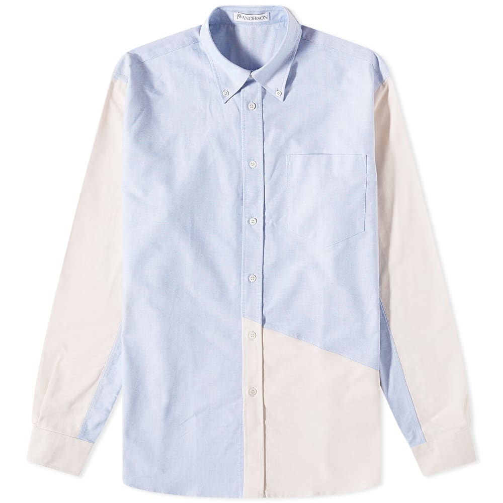 JW Anderson Classic Fit Patchwork Shirt Light Blue & Off