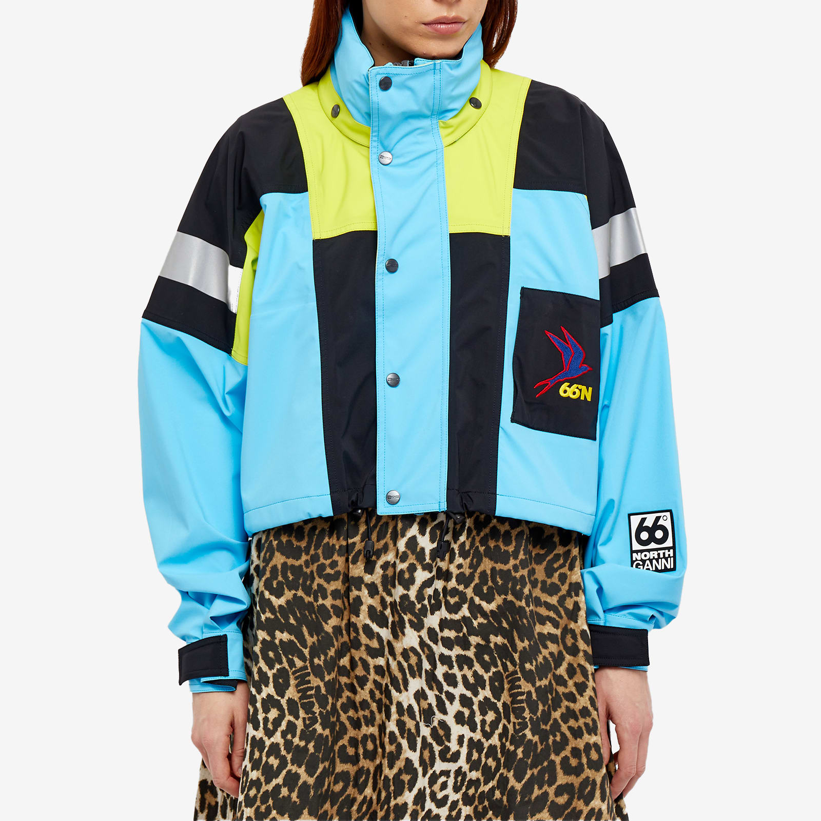 66° North Women's x Ganni Kria Neoshell Cropped Jacket Lagoon Blue